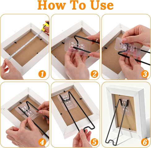 12 Pcs 3 Size Adjustable Picture Frame Stand, Stainless Steel Picture Frame Easel Backs Self-Adhesive, Picture Frame Backing Board for 6-18 Inch, Black in Kuwait