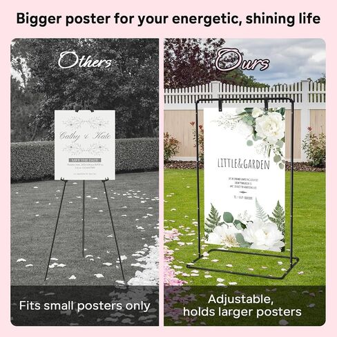 GOJAWAY Wedding Welcome Sign Holder, 68" Welcome to Our Wedding Sign Adjustable Display Stand with two Water Bags and Hanging Strap, Black Easel Stand Personalized for Baby Bridal Shower in Saudi Arabia