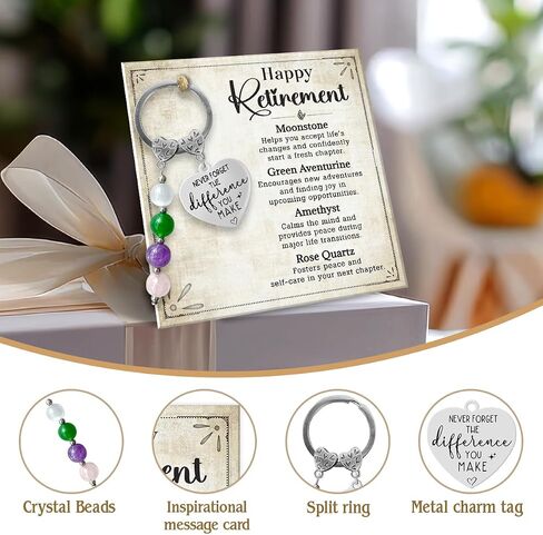 Happy Retirement Gift for Woman Man 2026 - Inspirational Crystal Keychains, Farewell Retirement Gifts for Coworker Employees Friends, Unique Nurse Teacher Retired Gift, Key Chain for Keys Purses in Saudi Arabia