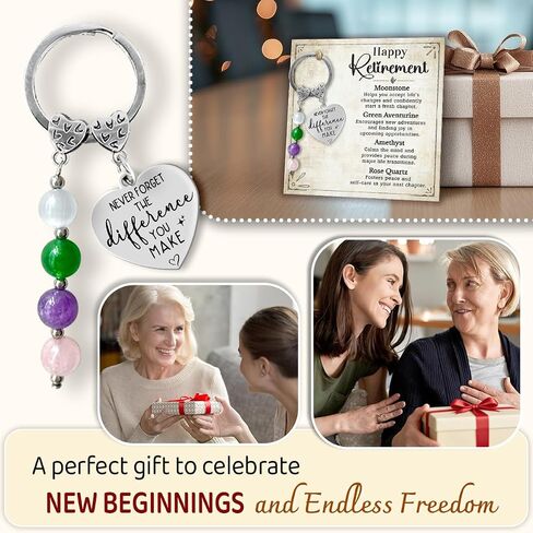 Happy Retirement Gift for Woman Man 2026 - Inspirational Crystal Keychains, Farewell Retirement Gifts for Coworker Employees Friends, Unique Nurse Teacher Retired Gift, Key Chain for Keys Purses in Saudi Arabia