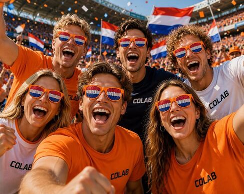 نظارات هولندا للمشجعين 2026 – نظارات مطبوعة ثلاثية الأبعاد خفيفة الوزن لألعاب كرة القدم – مصنوعة يدويًا في كاليفورنيا in Kuwait