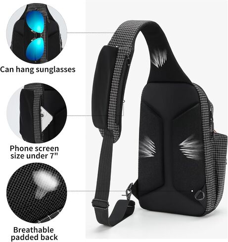 حقيبة حبال حقيبة كروس بودي حقيبة ظهر عبر الجسم للسفر والتنزه Daypack تناسب جيب زجاجة مياه مقاس 12 بوصة للكمبيوتر اللوحي قابل للتوسيع in Kuwait