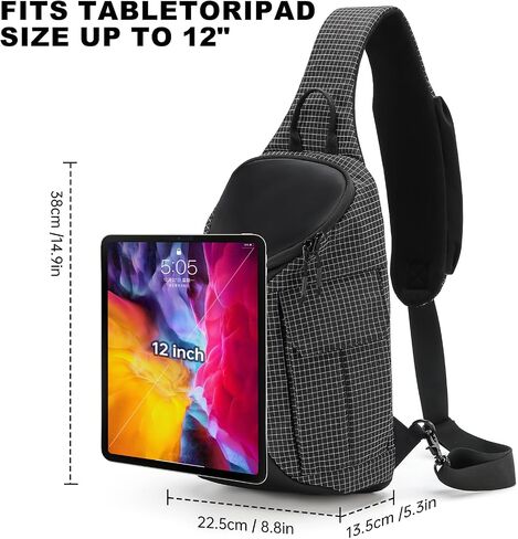 حقيبة حبال حقيبة كروس بودي حقيبة ظهر عبر الجسم للسفر والتنزه Daypack تناسب جيب زجاجة مياه مقاس 12 بوصة للكمبيوتر اللوحي قابل للتوسيع in Kuwait