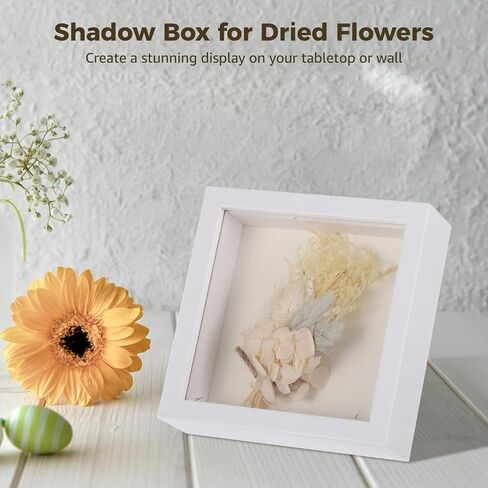 10 PCS Mini Shadow Box Frames - 5.6 in Small Square Shadow Boxes for Displaying Dried Flowers, White 3D Floating Frames for Craft Projects, Picture Frames for Home Decor DIY Favors in Saudi Arabia