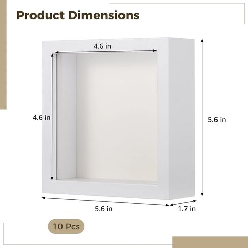 10 PCS Mini Shadow Box Frames - 5.6 in Small Square Shadow Boxes for Displaying Dried Flowers, White 3D Floating Frames for Craft Projects, Picture Frames for Home Decor DIY Favors in Saudi Arabia