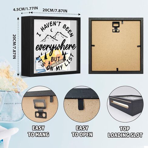 Adventure Fund Frames Box, Wooden Black Photo Frame Shadow Box Frame with Slot, Travel Money Box, Adventure Traveler Gifts, Storing Funds and Decorations, Adventure Gifts for Newlyweds Couple, 14 in Saudi Arabia