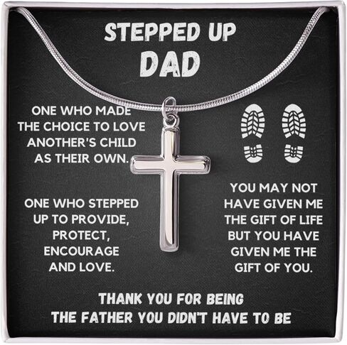 FG Family Gift Mall Step Dad Gifts من ابنتها، هدية عيد ميلاد لمكافأة الأب الإيمان عبر قلادة، صعدت هدايا الأب من الابن إلى زوج الأم مع بطاقة رسالة in Kuwait
