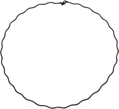 CloseoutWarehouse Sterling Silver 1 Layer Wave Omega Spring Chain Black Rhodium Plated 1.3mm in Kuwait