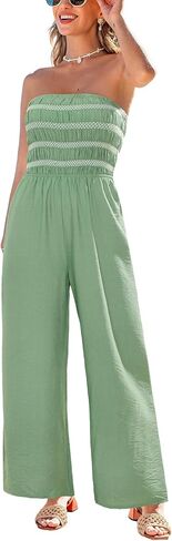 CUPSHE Women's Jumpsuits, Summer Straight Neck Sleeveless Wide Leg Casual One Piece Beach Vacation Outfits in Kuwait