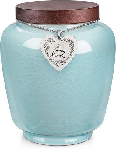 Abooxiu Medium Urns for Human Ashes Cremation Urns Keepsake Urn for Ashes, Ceramic Ice Crack Memorial Decorative Handcrafted Burial Funeral Urns for Adult Male Female Man and Woman in Saudi Arabia