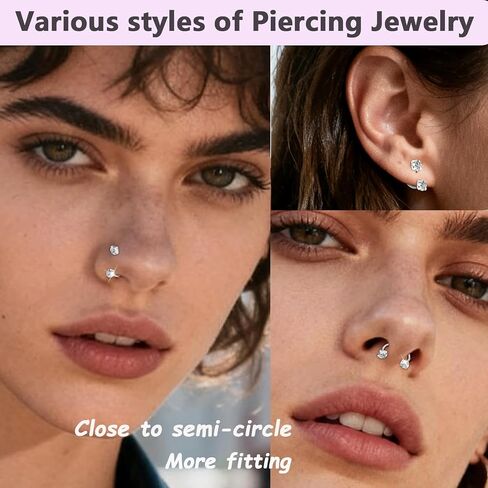 18g Horseshoe Nose Ring for Women 316L Surgical Steel Double Gem Septum Ring Cartilage Helix Tragus Earring Hypoallergenic Nostril Piercing Jewelry in Kuwait