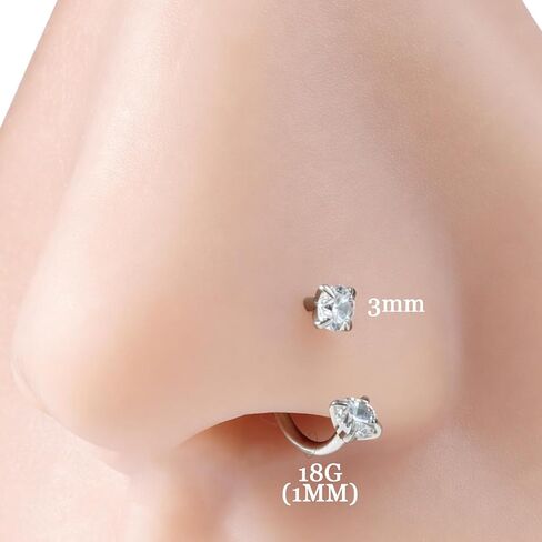 18g Horseshoe Nose Ring for Women 316L Surgical Steel Double Gem Septum Ring Cartilage Helix Tragus Earring Hypoallergenic Nostril Piercing Jewelry in Kuwait