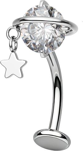 OUFER 14G Teardrop Dangle Belly Button Ring Implant Grade Titanium CZ Internally Threaded Navel Ring 10mm Bar Length Belly Piercing Jewelry Hypoallergenic Body Jewelry for Women in Kuwait