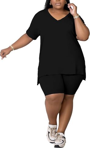 PINSV Women's Plus Size 2 Piece Outfits Sweatsuits Tracksuit Loungewear Sets in Saudi Arabia
