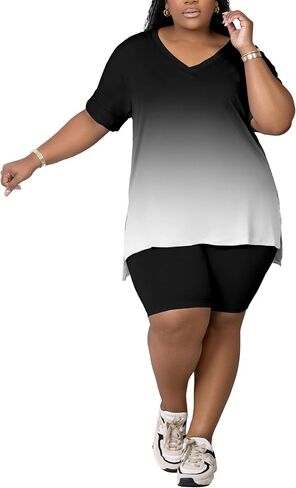 PINSV Women's Plus Size 2 Piece Outfits Sweatsuits Tracksuit Loungewear Sets in Saudi Arabia