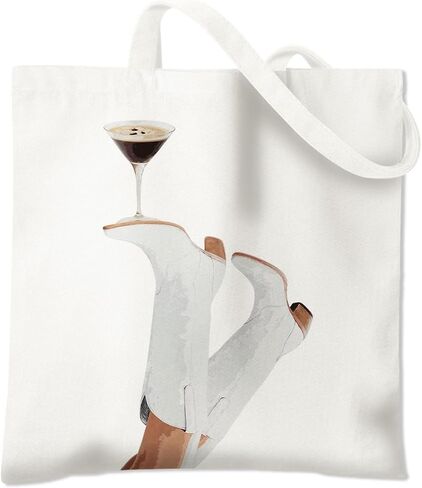 BIDODABADIl Western Martini Tote Bag - Espresso Martini Gifts Canvas Tote Bag, Hostess Gift Canvas Shopping Bags, Cowboy Cowgirl Themed Gifts, 14.9x14.5 Inch in Kuwait