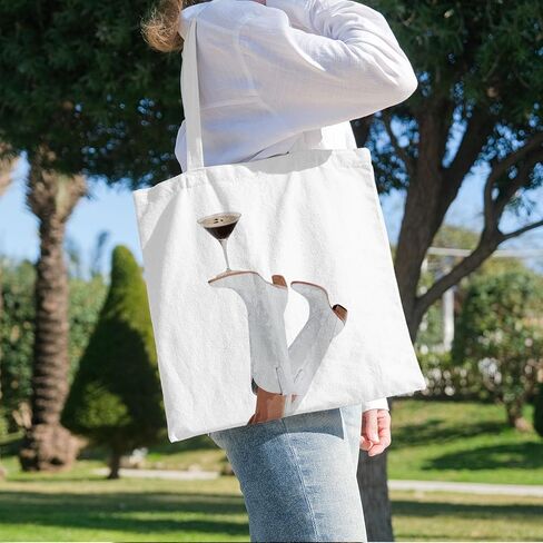 BIDODABADIl Western Martini Tote Bag - Espresso Martini Gifts Canvas Tote Bag, Hostess Gift Canvas Shopping Bags, Cowboy Cowgirl Themed Gifts, 14.9x14.5 Inch in Kuwait