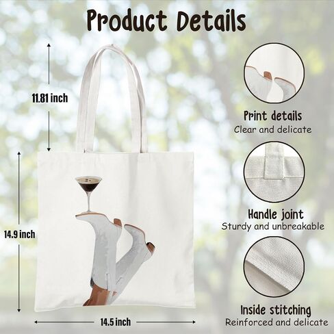 BIDODABADIl Western Martini Tote Bag - Espresso Martini Gifts Canvas Tote Bag, Hostess Gift Canvas Shopping Bags, Cowboy Cowgirl Themed Gifts, 14.9x14.5 Inch in Kuwait