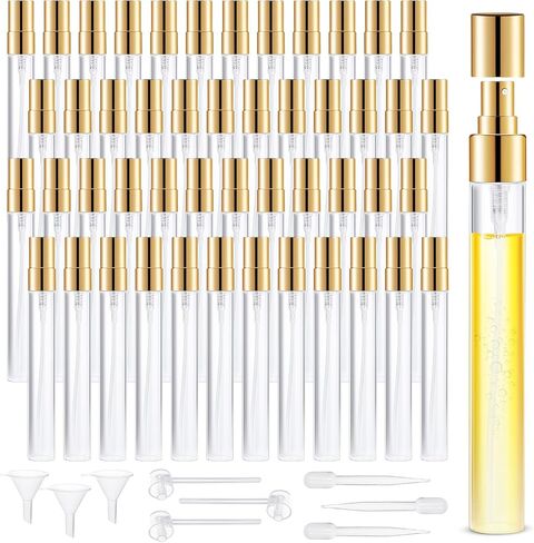 Mini Glass Spray Bottle 50pcs 10ml Clear Spray Bottle Empty, Fine Mist Refillable Mini Perfume Spray Bottle, Perfume Atomizer, Travel Spray Bottle For Hair, Small Empty Sample Containers Portable in Saudi Arabia