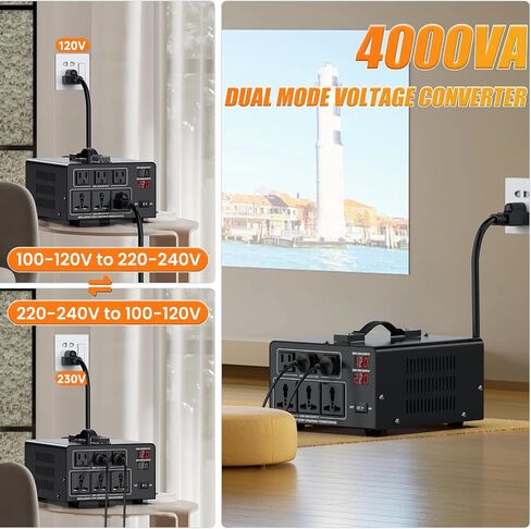 8000W Voltage Converter Transformer Step Up 110V/120V to220V/240V or Step Down 220V to 110V AC Power Converte, Circuit Breaker Protection, 3 US sockets, 3 Universal sockets, LCD Display in Saudi Arabia