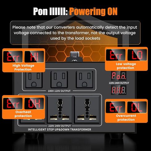 8000W Voltage Converter Transformer Step Up 110V/120V to220V/240V or Step Down 220V to 110V AC Power Converte, Circuit Breaker Protection, 3 US sockets, 3 Universal sockets, LCD Display in Saudi Arabia
