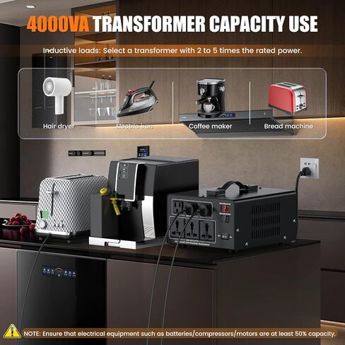 8000W Voltage Converter Transformer Step Up 110V/120V to220V/240V or Step Down 220V to 110V AC Power Converte, Circuit Breaker Protection, 3 US sockets, 3 Universal sockets, LCD Display in Saudi Arabia