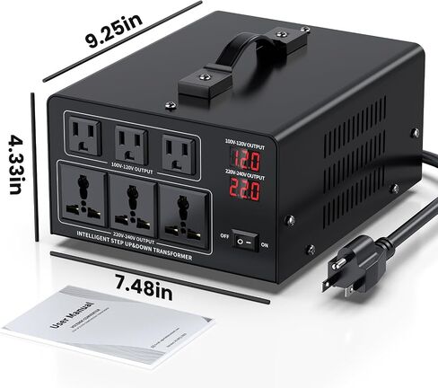 8000W Voltage Converter Transformer Step Up 110V/120V to220V/240V or Step Down 220V to 110V AC Power Converte, Circuit Breaker Protection, 3 US sockets, 3 Universal sockets, LCD Display in Saudi Arabia
