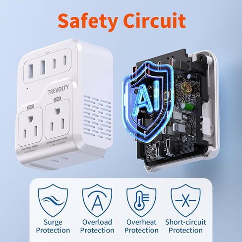 2000W Voltage Converter US to Europe for Hair Dryers, 7-in-1 220V to 110V Converter for European Travel with 3 AC/2 USBA/2 USBC Ports (PD20W), European Travel Adapter (White) in Saudi Arabia