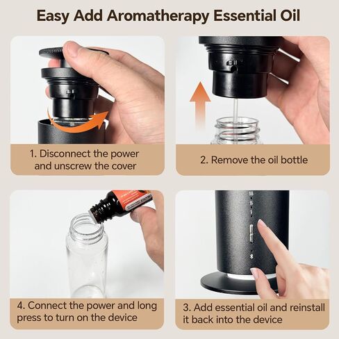 Waterless Scent Diffuser Starter Kit with 5 Scent Essential Oils, Covers 2000 Sq Ft, Cold Air Diffusers for Home, Hotel, Office, Aromatherapy Diffuser with Adjustable Mist, Timer, App & Remote Control in Saudi Arabia