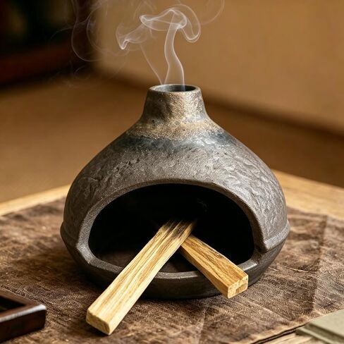 Palo Santo Holder Burner, Palo Santo Chimney for Sage Cone Burning, Mini Chiminea Ceramic Incense Burner Chimney for Yoga and Meditation Decor in Kuwait