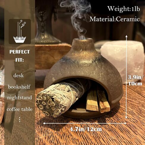 Palo Santo Holder Burner, Palo Santo Chimney for Sage Cone Burning, Mini Chiminea Ceramic Incense Burner Chimney for Yoga and Meditation Decor in Kuwait