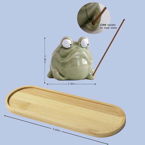 Incense Burner with Tray Ceramic Frog Incense Hloder Mini Funny Animal Statue Home Stick Incense Burner in Kuwait