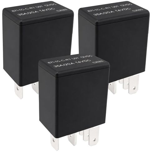 3-Piece 871-1C-C-R1 U01 12VDC Relay with 5-Pin, 35A/20A at 14VDC Suitable for Automotive in Kuwait