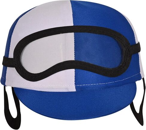 Beistle Blue Jockey Helmet Costume Hat, Fabric Headwear with Attached Clear Goggles Black Frame Ear Pieces Horse Racing Theme Parties, Equestrian Novelty Accessory, Adult Size in Kuwait
