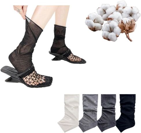 Women’s Sheer Cotton Stirrup Crew Socks – Sassy Cool Ballet Sleeves, 4-Way Wear, Beach Shopping Home Summer Favorite in Saudi Arabia