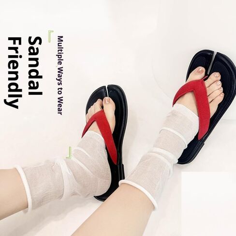 Women’s Sheer Cotton Stirrup Crew Socks – Sassy Cool Ballet Sleeves, 4-Way Wear, Beach Shopping Home Summer Favorite in Saudi Arabia
