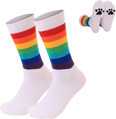 Rainbow Striped Socks, Novelty Colorful Socks for Men & Women, Unisex Adult Crew Socks for Teen Girls and Boys, Cotton in Saudi Arabia
