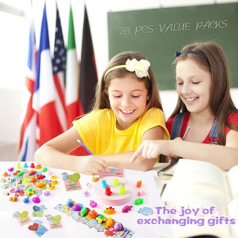 28 Pack Valentines Day Cards for Kids School with Mochi Squishy, Valentines Day Cards for Kids Funny Classroom Exchange and Party Favor Gifts in Saudi Arabia