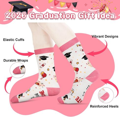 Graduation Gifts for Girls Boys Her Class of 2026 Socks High School College Senior 2026 Gifts for Women Men Students Teens 6th 8th 12th Grad Socks First Day of School Funny Graduates Stocking Stuffers in Saudi Arabia