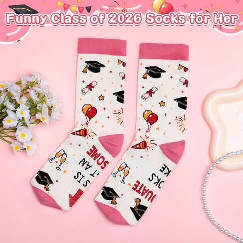Graduation Gifts for Girls Boys Her Class of 2026 Socks High School College Senior 2026 Gifts for Women Men Students Teens 6th 8th 12th Grad Socks First Day of School Funny Graduates Stocking Stuffers in Saudi Arabia