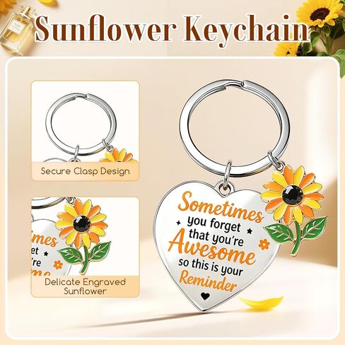 جوارب HAPPYPOP Sunflower للنساء - صندوق هدايا Sunshine مع سوار وسلسلة مفاتيح وبطاقة - عيد ميلاد، هدايا عيد الأم للأم والصديق in Kuwait