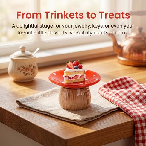 2 Pack Mushroom Jewelry Dish, Ceramic Trinket Storage Jar with Lid | Engagement Ring Holder for Rings Earrings, Home Decor Gift Women Mom, Mini, Decorative in Saudi Arabia