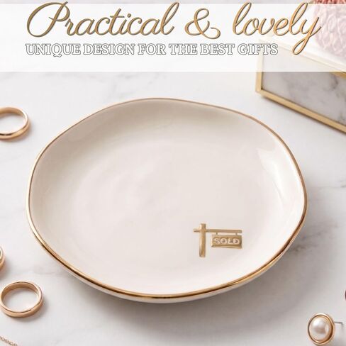 InnoBeta Realtor Gifts for Women, Ceramic Jewelry Tray Decorative Trinket Dish for Rings Earrings Necklaces Bracelet Watch Keys in Kuwait