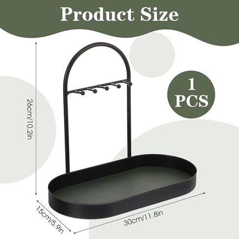 MAQUITA Key Holder Tray & Jewelry Organizer Stand with Acrylic Base, Key Stand and Jewelry Tray with 5 Hooks in Kuwait