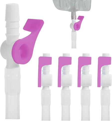 5PCS Urine Drainage Catheter valves, Easy to Use Urinary Drainage Bag Valve, Smooth Edges, and Tubing for Urinary Catheter Supplies, Adjustable Catheter tubing (Purple) in Saudi Arabia