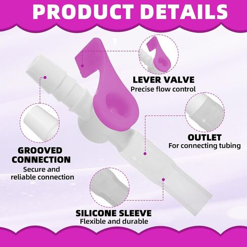 5PCS Urine Drainage Catheter valves, Easy to Use Urinary Drainage Bag Valve, Smooth Edges, and Tubing for Urinary Catheter Supplies, Adjustable Catheter tubing (Purple) in Saudi Arabia