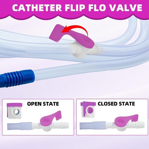 5PCS Urine Drainage Catheter valves, Easy to Use Urinary Drainage Bag Valve, Smooth Edges, and Tubing for Urinary Catheter Supplies, Adjustable Catheter tubing (Purple) in Saudi Arabia