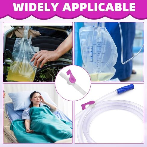 5PCS Urine Drainage Catheter valves, Easy to Use Urinary Drainage Bag Valve, Smooth Edges, and Tubing for Urinary Catheter Supplies, Adjustable Catheter tubing (Purple) in Saudi Arabia