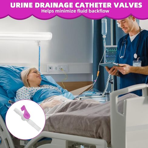 5PCS Urine Drainage Catheter valves, Easy to Use Urinary Drainage Bag Valve, Smooth Edges, and Tubing for Urinary Catheter Supplies, Adjustable Catheter tubing (Purple) in Saudi Arabia