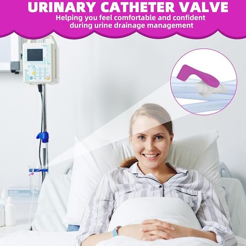 5PCS Urine Drainage Catheter valves, Easy to Use Urinary Drainage Bag Valve, Smooth Edges, and Tubing for Urinary Catheter Supplies, Adjustable Catheter tubing (Purple) in Saudi Arabia